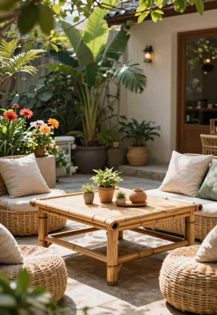 15 Outdoor Coffee Table Ideas That Don't Rot or Rust - 14. Eco-friendly Bamboo Tables 1