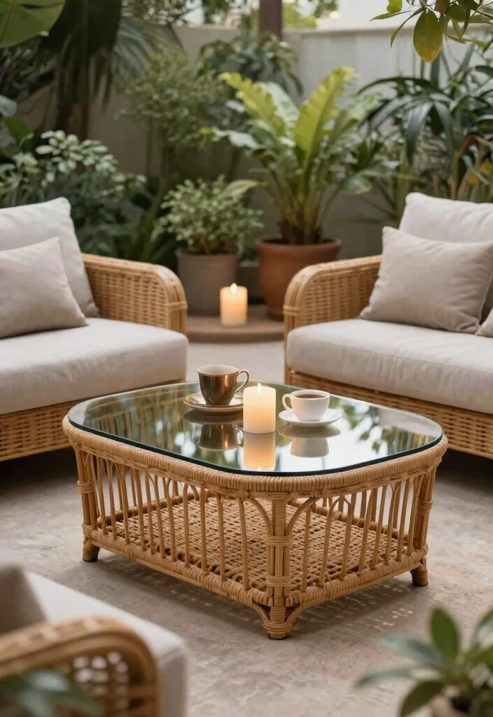 15 Outdoor Coffee Table Ideas That Don't Rot or Rust - 3. Woven Rattan Charm 1
