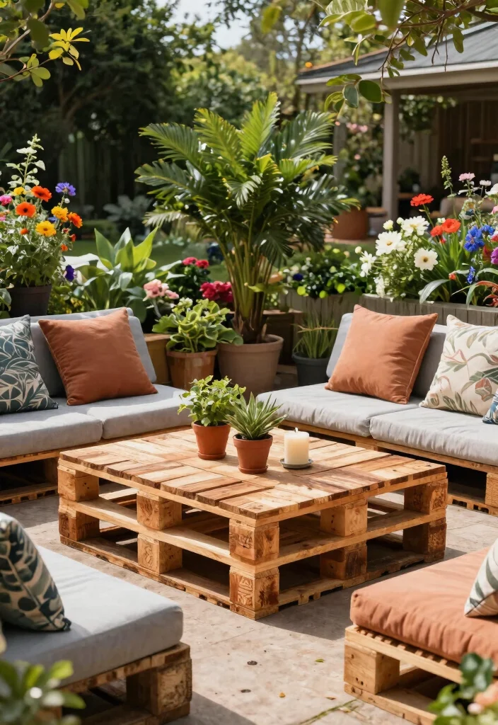 15 Outdoor Coffee Table Ideas That Don't Rot or Rust - 5. Upcycled Pallet Tables 1