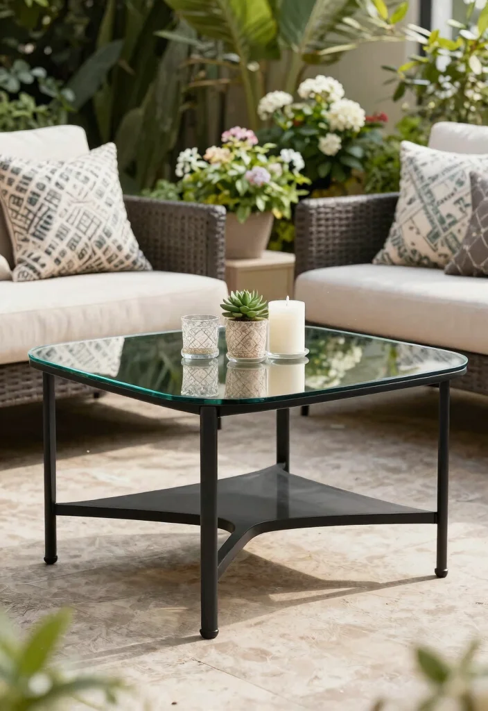 15 Outdoor Coffee Table Ideas That Don't Rot or Rust - 7. Elegant Glass-topped Tables 1