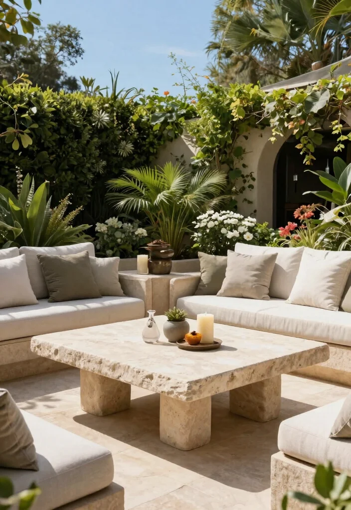 15 Outdoor Coffee Table Ideas That Don't Rot or Rust - 9. Stone Coffee Tables 1