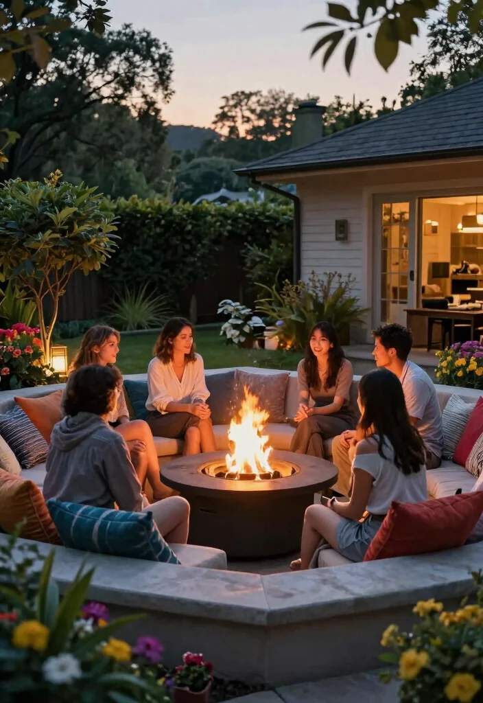 15 Outdoor Fire Pit Ideas That Stay Lit Through Wind and Rain - 11. Fire Pit with Built-In Seating 1