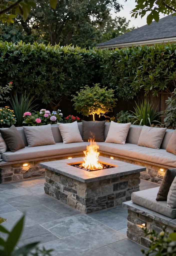 15 Outdoor Fire Pit Ideas That Stay Lit Through Wind and Rain - 4. Built-In Fire Pit 1