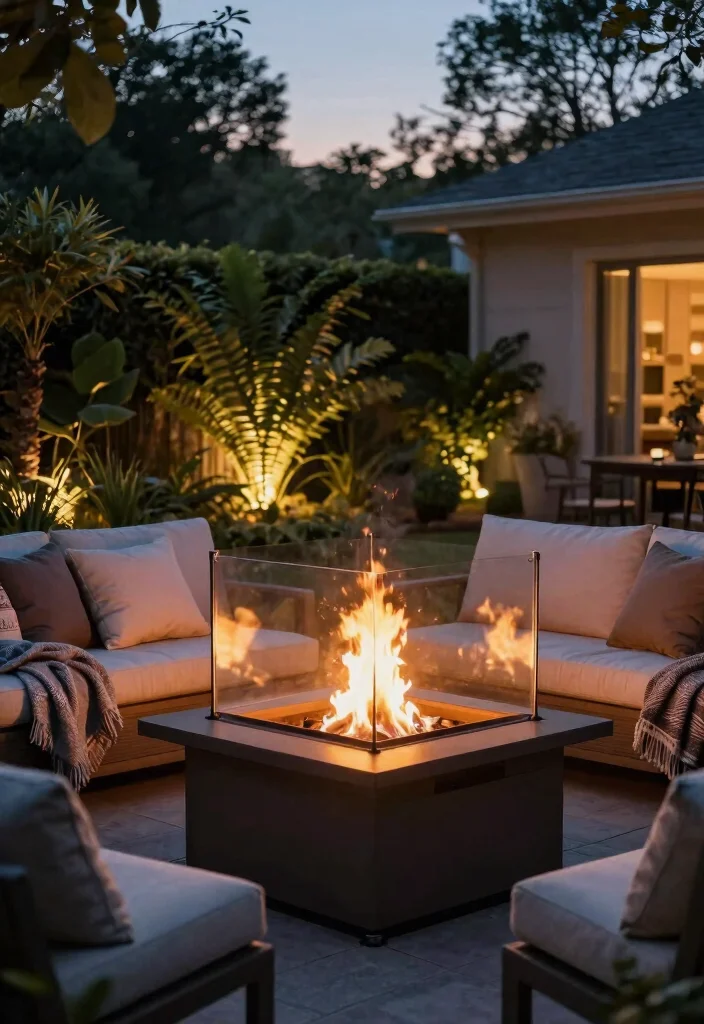 15 Outdoor Fire Pit Ideas That Stay Lit Through Wind and Rain - 7. Fire Pit with Wind Guard 1