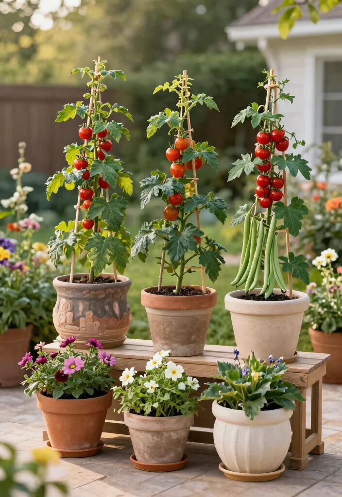 15 Vegetable Garden Trellis Ideas That Maximize Space and Keep Plants Healthy - 11. Trellis for Container Gardening 1