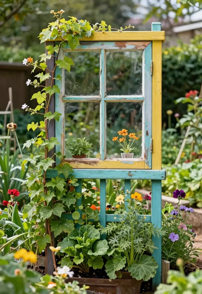 15 Vegetable Garden Trellis Ideas That Maximize Space and Keep Plants Healthy - 15. Upcycled Material Trellis 1