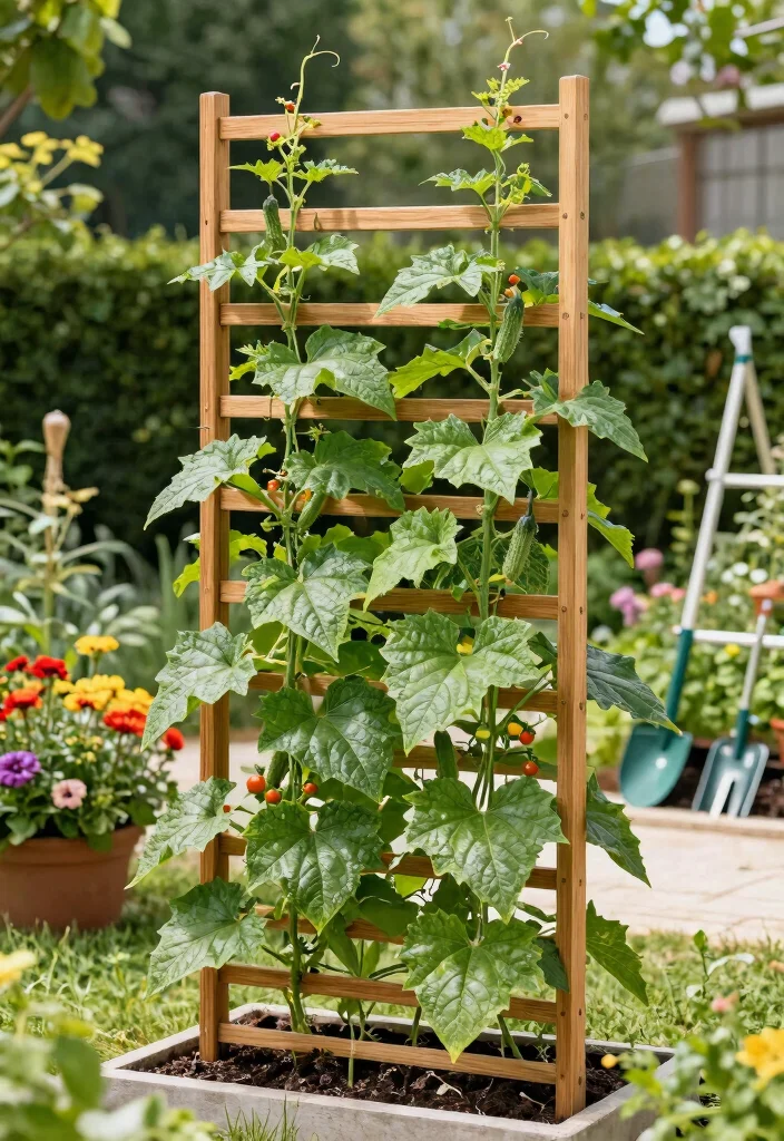 15 Vegetable Garden Trellis Ideas That Maximize Space and Keep Plants Healthy - 2. Vertical Grid Trellis 1