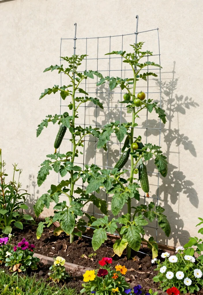 15 Vegetable Garden Trellis Ideas That Maximize Space and Keep Plants Healthy - 4. Wire Mesh Trellis 1