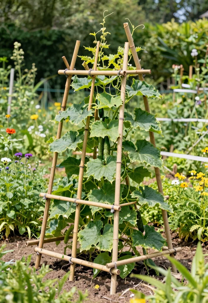 15 Vegetable Garden Trellis Ideas That Maximize Space and Keep Plants Healthy - 7. Bamboo Trellis 1