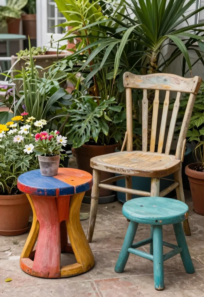 18 Dollar Tree Outdoor Decor Ideas That Actually Look Expensive - 5. Upcycled Furniture 1