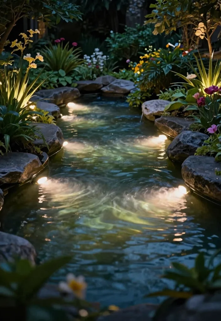 18 House Lighting Outdoor Ideas That Boost Curb Appeal Fast - 11. Lighted Water Features 1