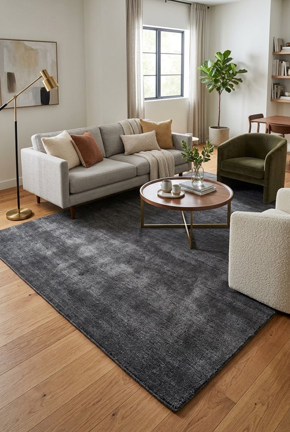 How Big Is an 8x10 Rug for Different Rooms? 3 anchored seating balanced border