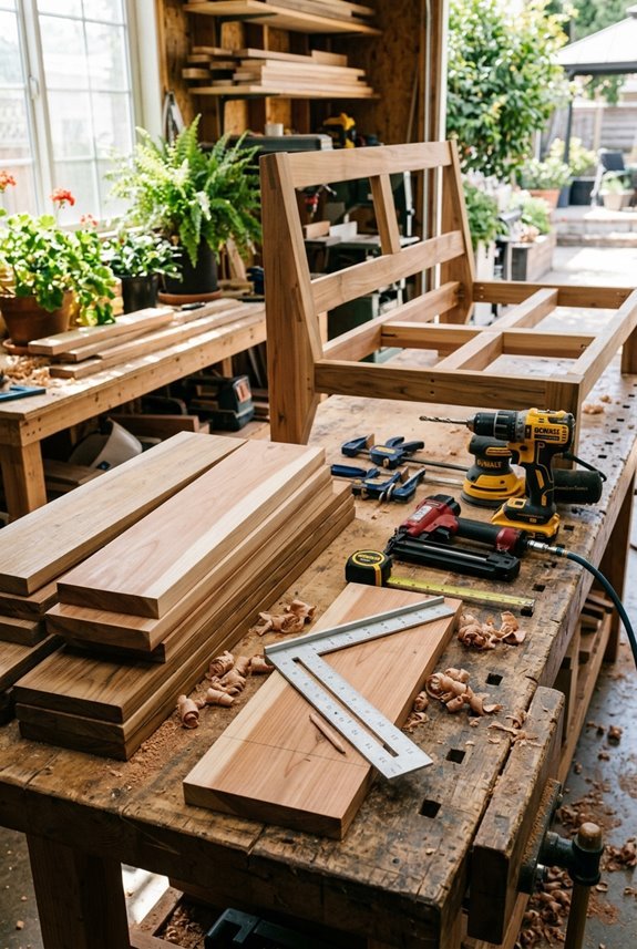 How to Build an Outdoor Couch in 5 Steps 2 cedar outdoor couch materials and tools