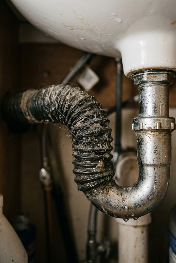 Why Does Your Bathroom Sink Smell Like Sewer? 2 corrugated pipes trap biofilm odors